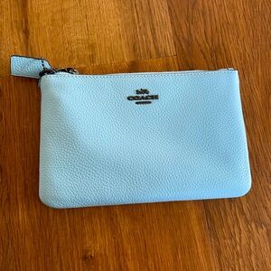 Coach Blue Pebbled Leather Wristlet